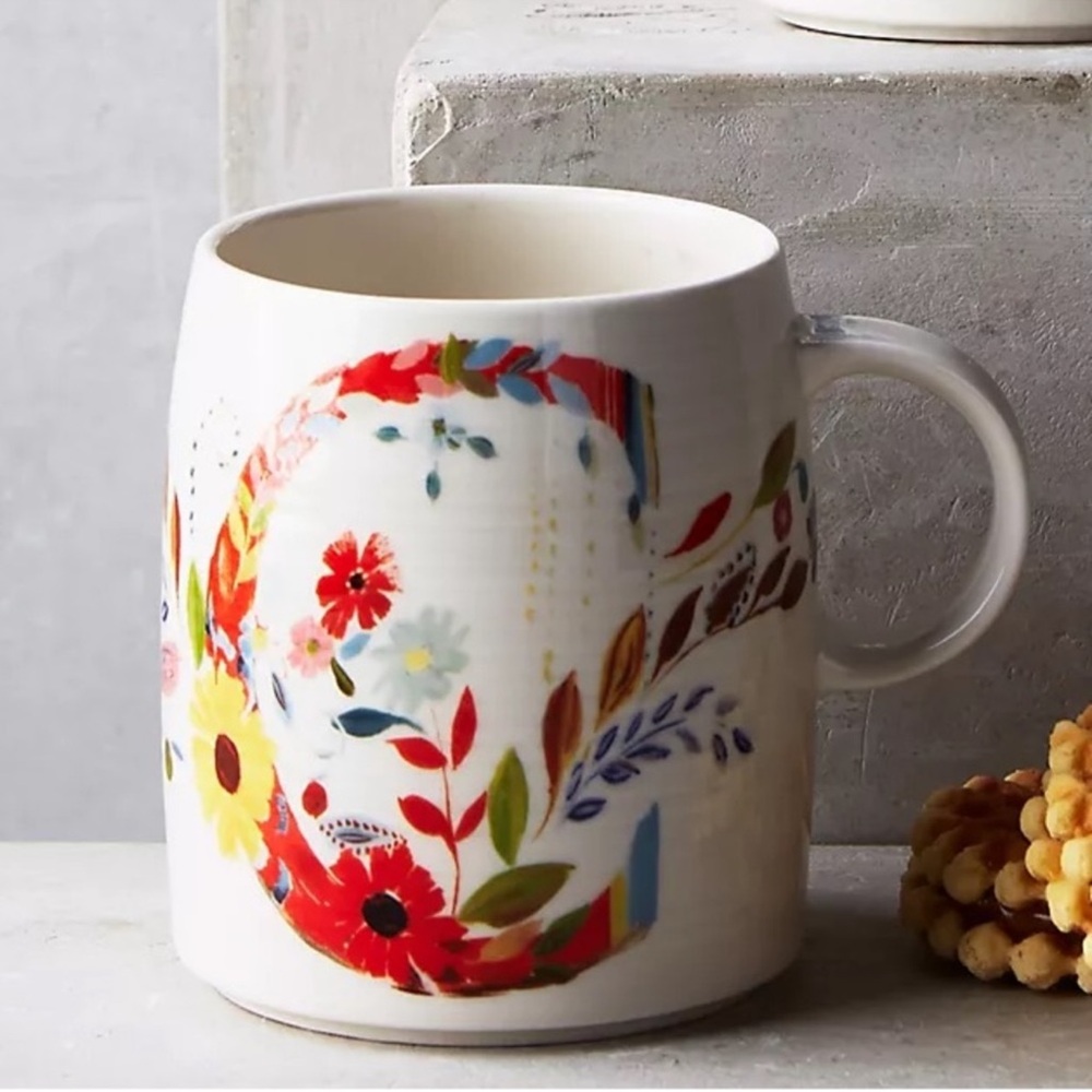 Anthropologie floral “C” mug